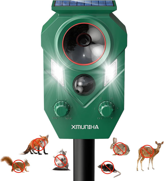 Répulsif d'Animaux à Ultrasons Alimenté par Solaire