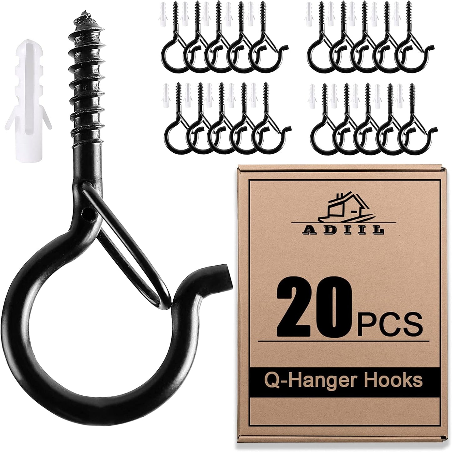 20 Crochets de suspension en Q avec boucle de sécurité 20 pièces