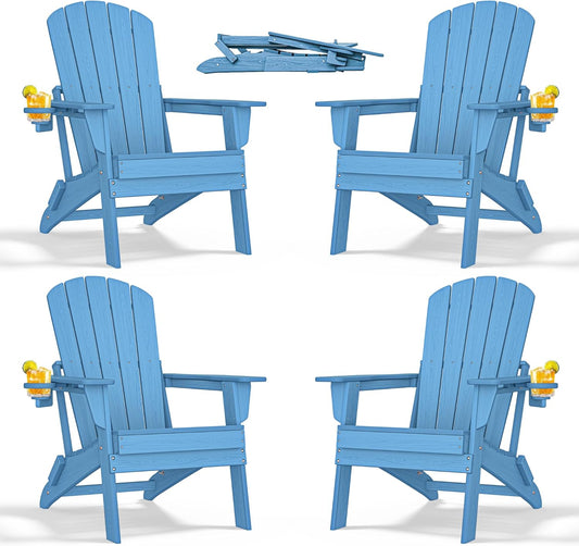 Chaise de Jardin Pliable Style Adirondack avec Support pour Tasse