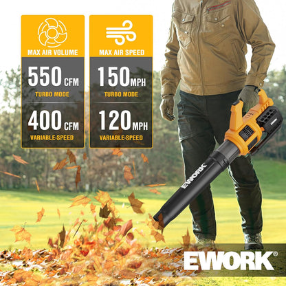 Souffleur de Feuilles sans Fil 21V avec Technologie Turbo Puissante