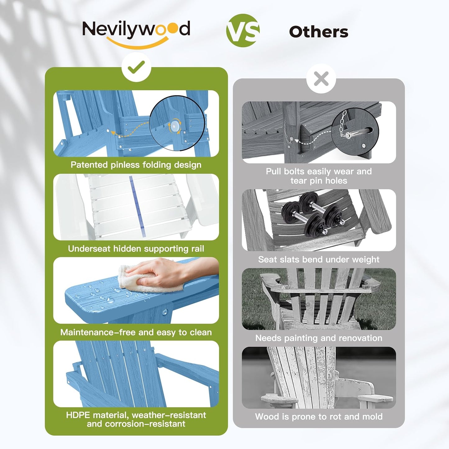 Chaise de Jardin Pliable Style Adirondack avec Support pour Tasse