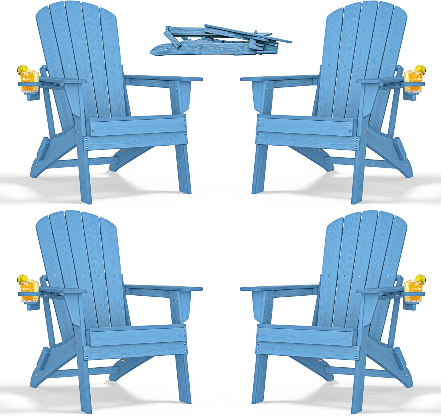 Chaise de Jardin Pliable Style Adirondack avec Support pour Tasse